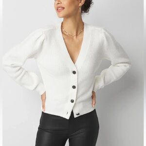 White House Black Market Neck jewel button cardigan sweater